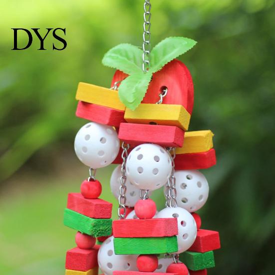 Parrot Wood Apple Banana Building Block Toy Pet Bird Ladder Bite Chew Cage Decor