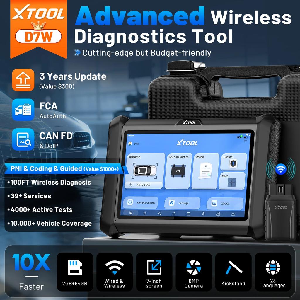 UK EU Warehouse D7W EU XTOOL WIFI Wireless Automotive Diagnostic Tools and Key Programming Car Fob Pin Code Readers Programmer