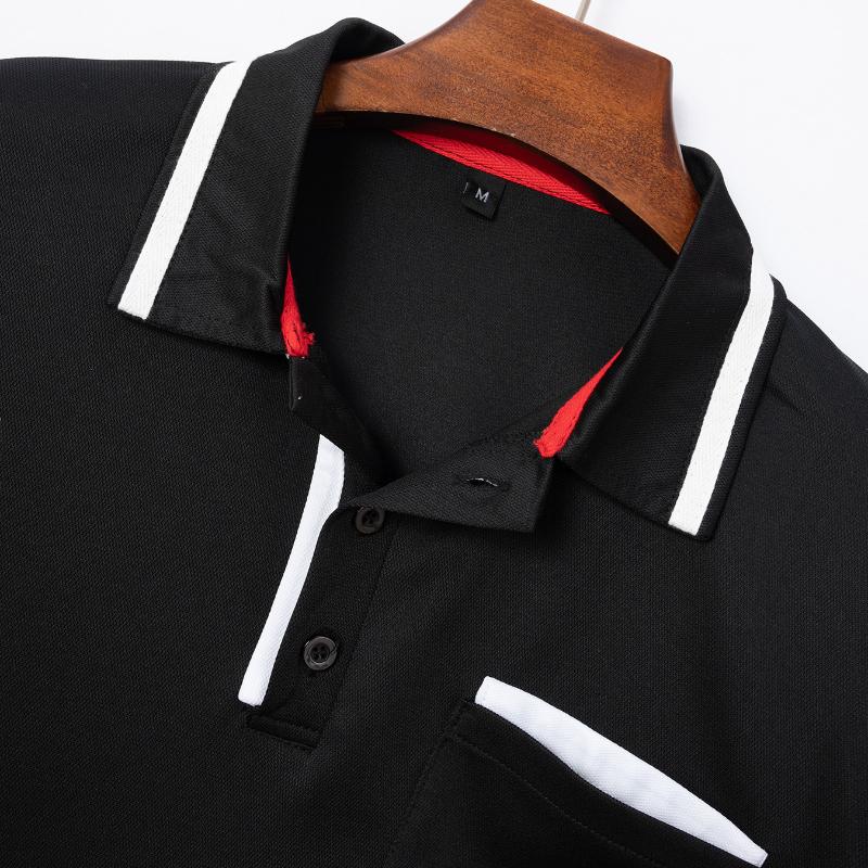 New Men's Polo Shirt Button Pocket Men's Sports Short Sleeve Tops