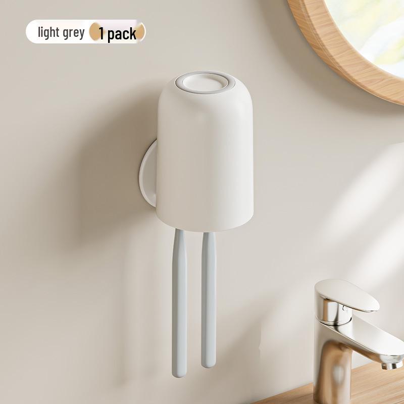 Punch-Free Wall-Mounted Toothbrush Holder & Cup Set