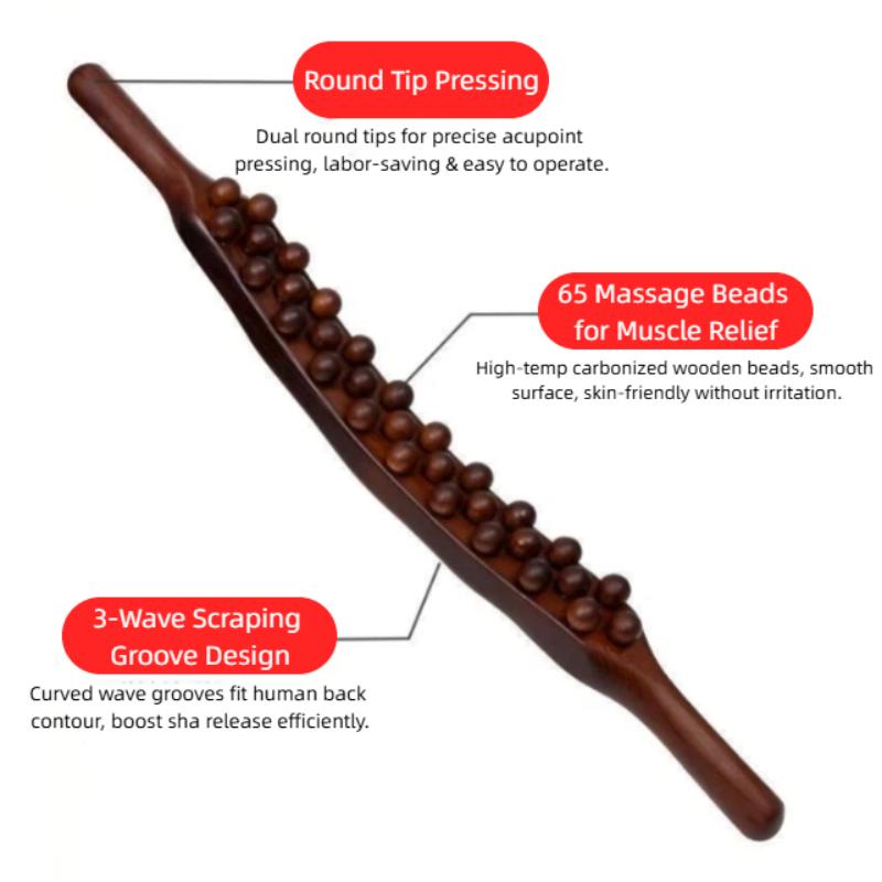 1Pcs Gua Sha Abdominal Massager Plastic 37/65 Beads Universal Back Massage Tendons Scraping Stick Point Treatment