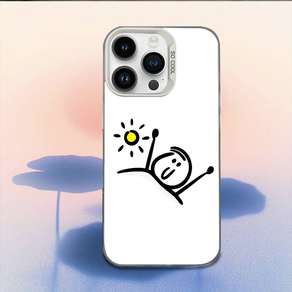Cartoon Stickman Matchman Phone Case For iPhone 17,16,15,14,13,12,11,Mini,Pro,E,MAX White Candy Matte Shockproof Cover