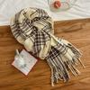 New Winter Korean Fashion All Match Scarf High End Atmosphere Scarf Thickened Plaid Tassel Warm British Scarf