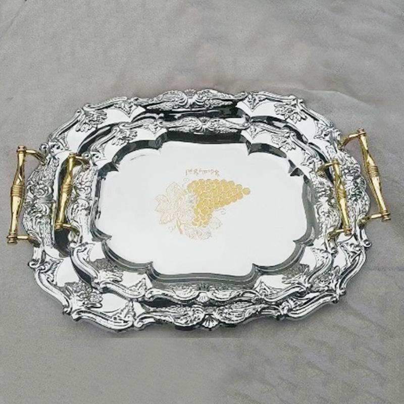 Spot Nordic style thickened round tray Hotel western restaurant buffet tray Household pastry  Teacup