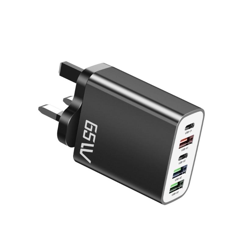 MultiPort PD65W Fast Charger Block 5V3A Power Delivery Compactly Wall Charging Plugs With 2 USB C 3 USB A Ports