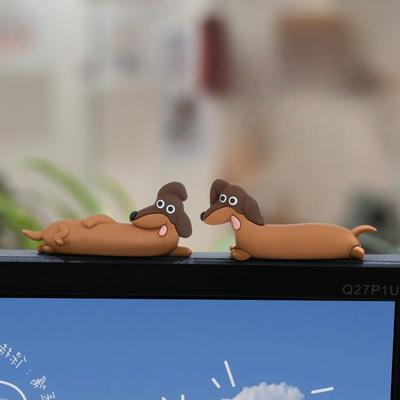 Cachorro Dachshund Salsicha Fofo Decoração de Monitor Pato Engraçado Coelho Enfeites de Mesa Figuras Kawaii para Borda de Computador para Escritório Casa Novo 2026