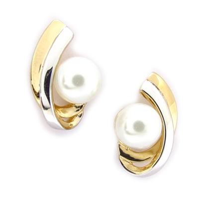 [G2299] - Two-tone White Gold-plated 'Pearl Beauty' BO