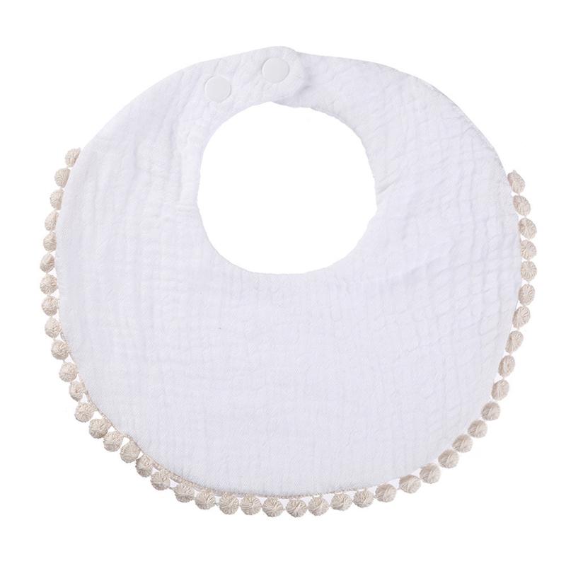 1pc Solid Colour Cotton Gauze Baby Bibs Ruffle Lace Infant Newborn Feeding Burp Cloth Saliva Towel Adjustable Bandana Drool Bibs