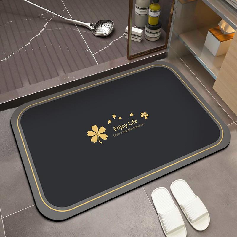 VIKAMA Simple Floral Style Diatomite Carpet Non-Slip Water-Absorbent Bathroom Entrance Kitchen Floor Mats Home Decoration