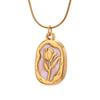 European and American Retro Tuxiang Square Brand Flower Pendant Necklace Light Luxury French High-end Clavicle Chain