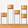 1Pc Clear Glass Bottles With Bamboo Wood Cap Empty Spice Bottles Sealed Reagent Bottle Diy Crafts Decoration Empty Small Jar