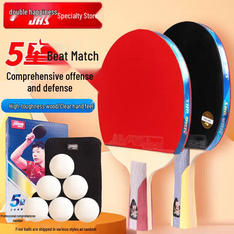 DHS 5-Star Hurricane Table Tennis Racket Set