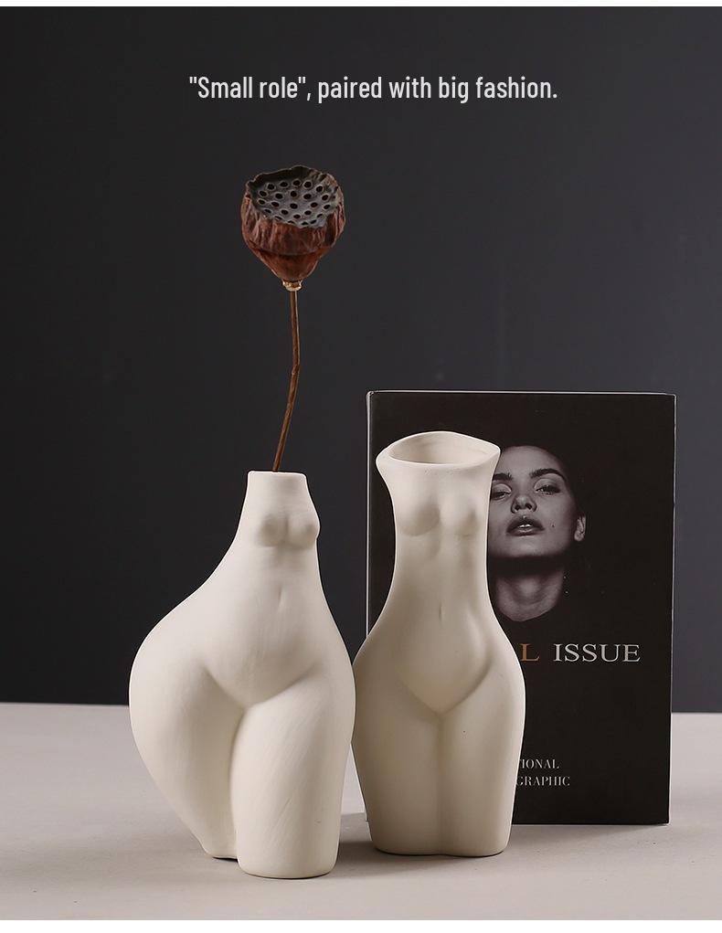 Nordic White Ceramic Human Body Art Vase - Decorative Sculpture for Home