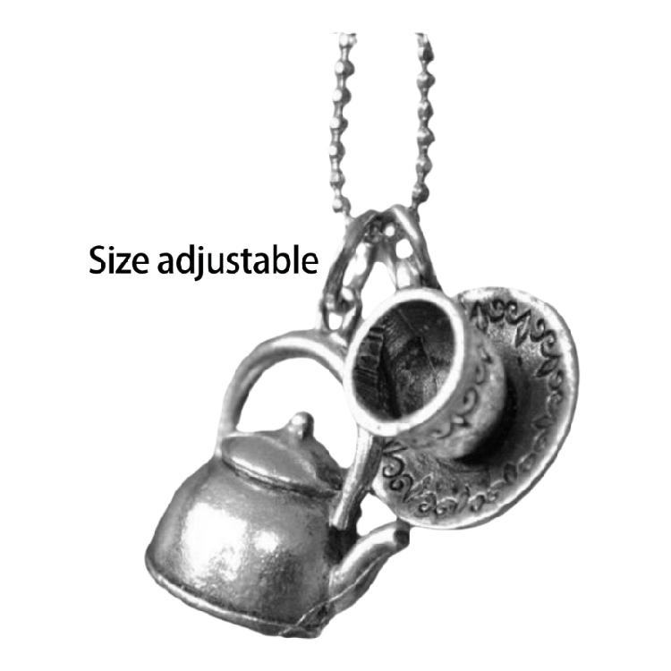 Legierung Teekanne Anhänger Halskette Verstellbare Perlenkette Schmuck für Elegante Vintage Mode Looks