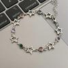 Silberfarbenes hohles fünfzackiges Sternarmband Zirkonarmband Damenmode Grunge-Schmuck Verstellbares Armband