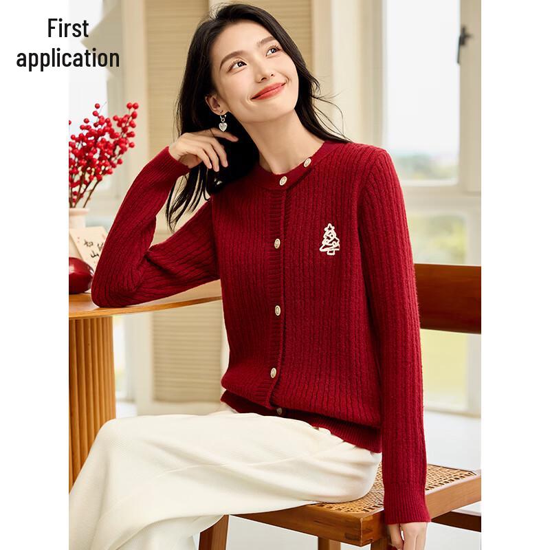 Women's Embroidered Round Neck Cardigan