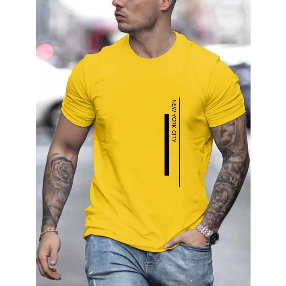 Men's Summer Loose Size 100% Cotton Print Casual Fit Round Neck Short Sleeve T-shirt Top