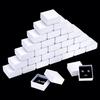 30pcs Rhombus Textured Cardboard Ring Storage Boxes with Sponge Inside Square White 5.6x5.2x3cm