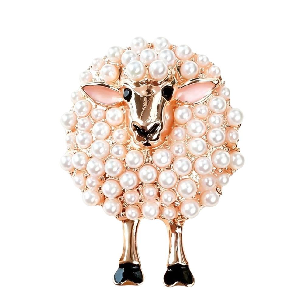 Zinc Alloy Pearl Brooch Full Drill Design Fashion Brooch Sheep Brooch For Bags Hats T-shirts Jeans