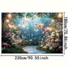 2D Magical Forest Backdrop, Enchanted Butterfly Garden Photo Booth Background