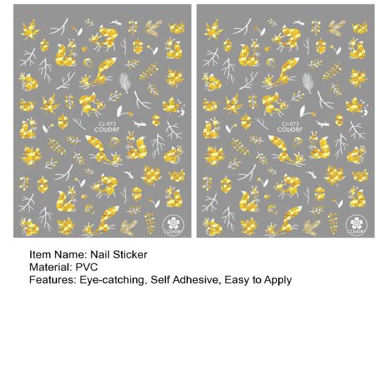 2 Sheets Strong Art Self-Adhesive Sticker Gloss Nail Non-Fading DIY Stickiness Butterfly Maple Leaf Manicure