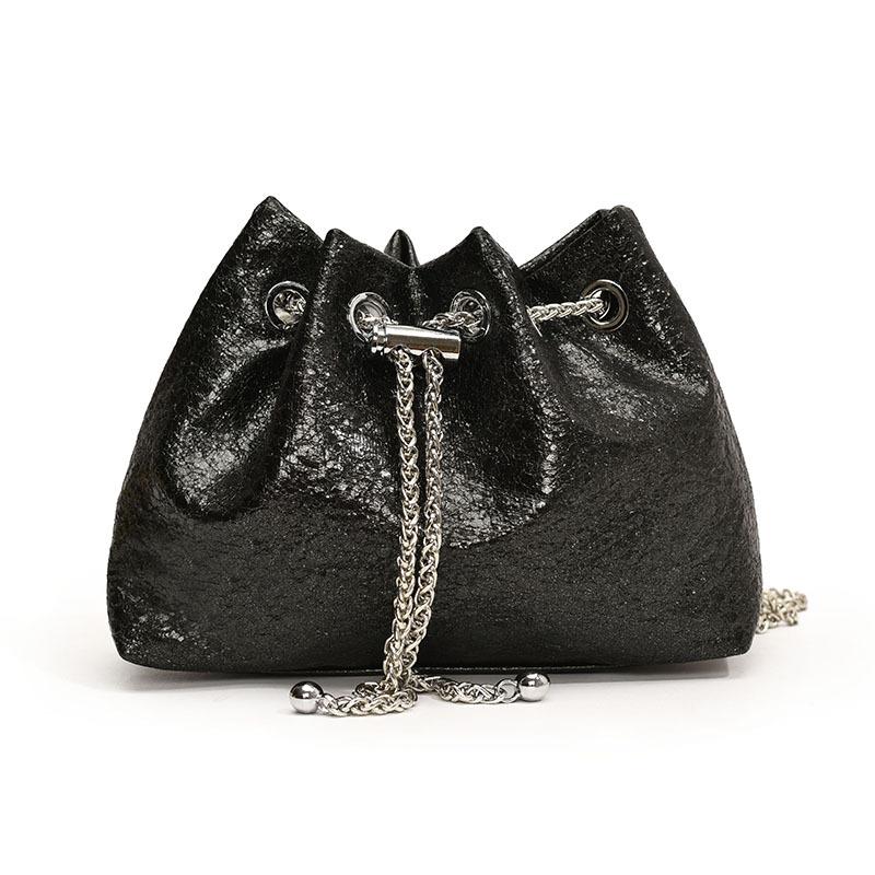 

Плиссированная модная сумка-ведро женская простая сумка через плечо высокого класса трендовая повседневная женская сумка чёрный