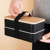 Wooden Bento Box Double Layer Leakproof Lunch Container Students Office Workers