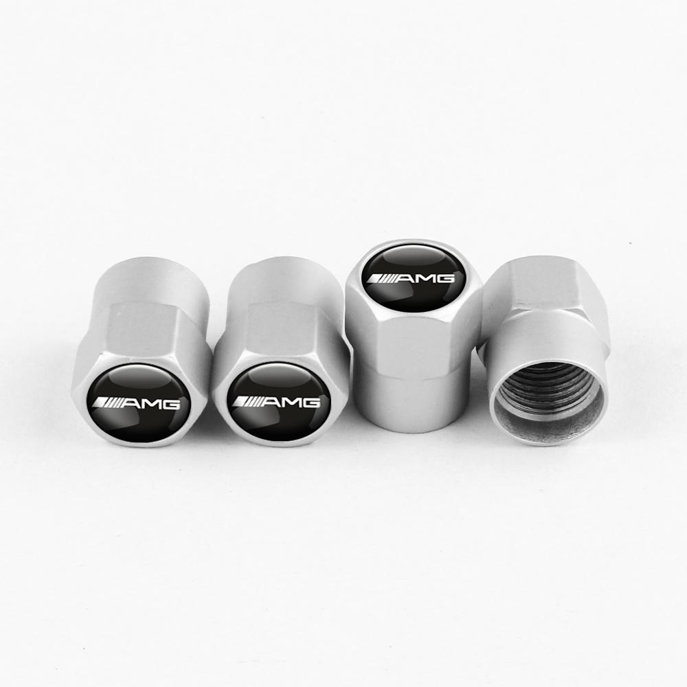 CQY1 4 szt. Metalowe Nakrętki Zaworków Opon Kół Samochodowych Pokrowce na Trzonki Do AMG W140 W168 W169 W176 W177 GLS GLB EQC CLS SLK A200 GLK CLK A260 GLC CLG