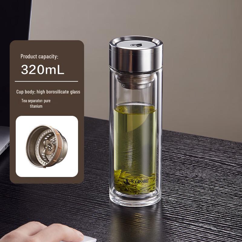 TOMIC Double-Wall Glass Tea Tumbler 320ML