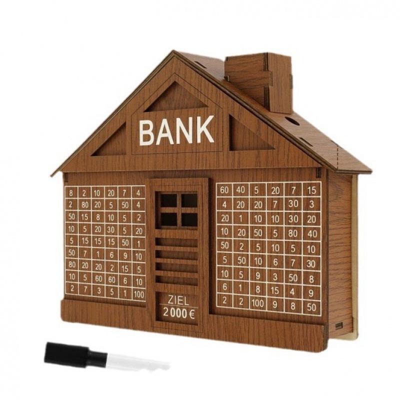 Wooden Money Bank With Counter Money Piggy Bank 10000 Saving Challenge Money Box