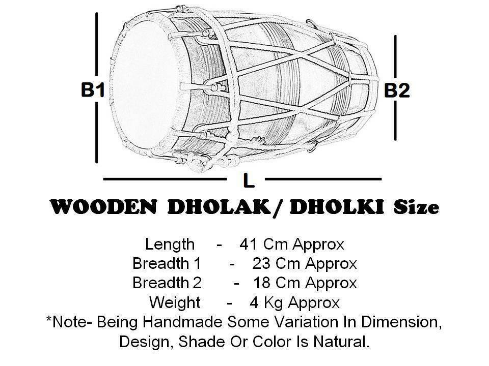 Professional Dholak with Rope for Orchestra | Traditional Indian Musical Instrument with Protective Cover