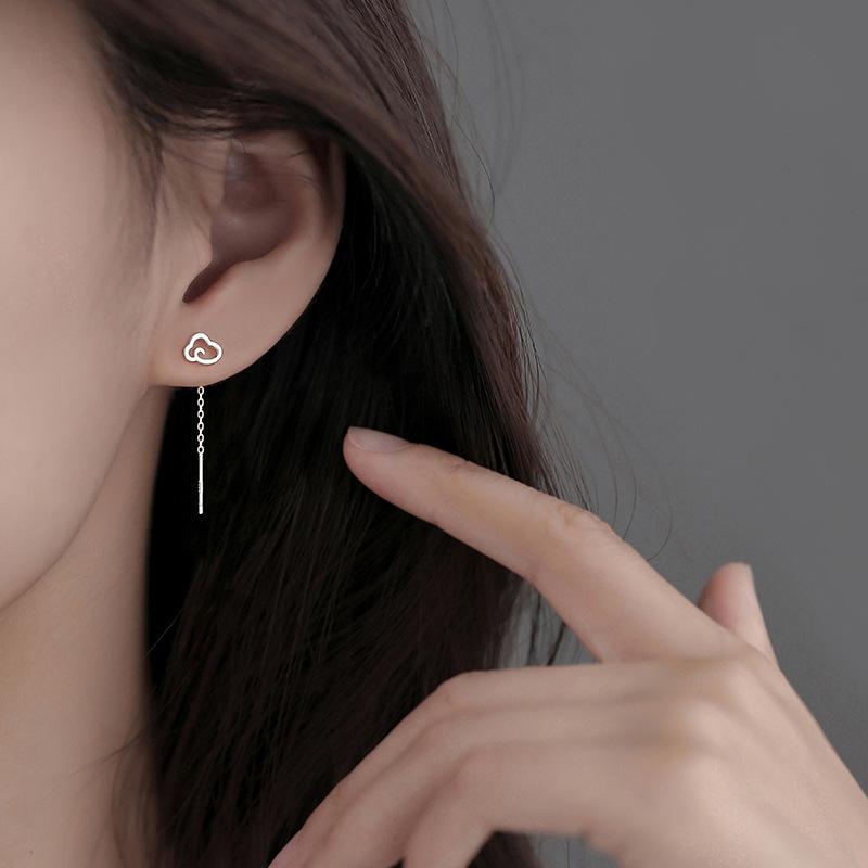 Hangende Oorlijn Lange Hangende Oorbellen voor Vrouwen Roségoud Kleur Zirkonia Kristal Piercing Inrijgoorbel Ooraccessoires Sieraden