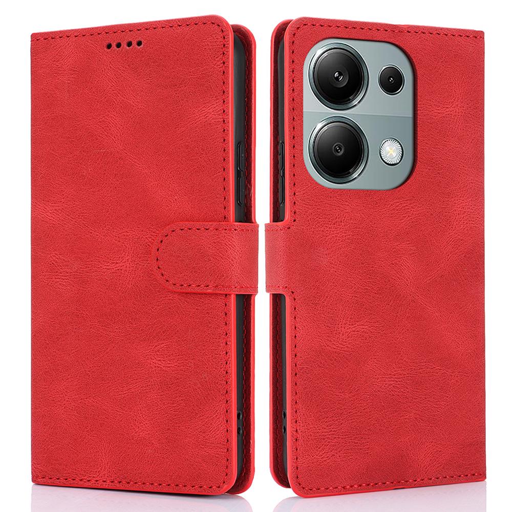 

For Xiaomi Redmi Note 13 Pro 4G/Poco M6 Pro 4G Case Magnetic Clasp Card Holder Stand Phone Shell Red