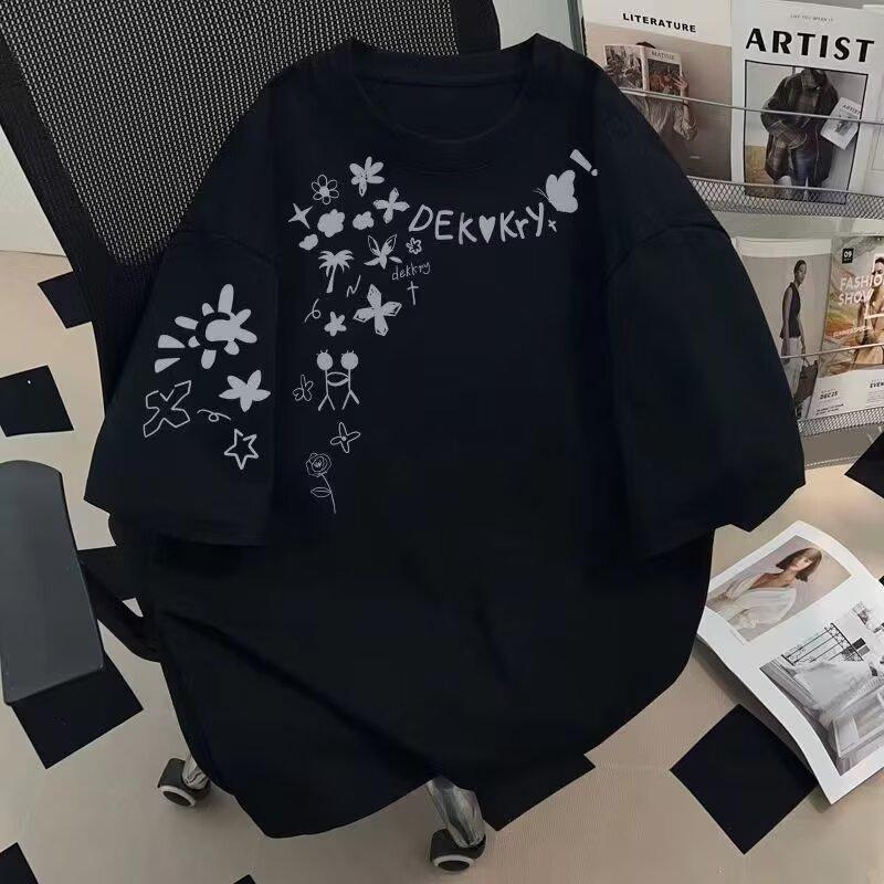 Letní design hvězdný potisk tričko s krátkým rukávem pánské a dámské volné všestranné ležérní trendy topy s polovičním rukávem