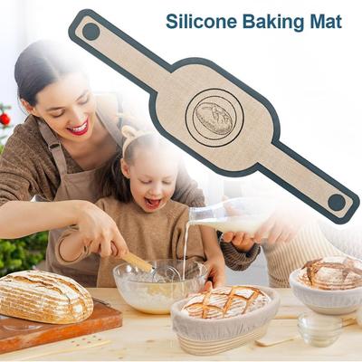 Reusable Long Handles Silicone Baking Mat Non-Stick Heat-resisting Bakery Oven Pad Bakeware Oval Bread Sling Kitchen Baking