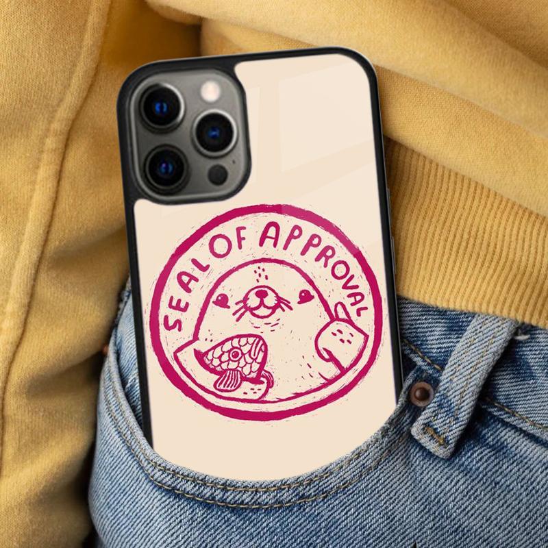 Funny Seal of Approval Soft Phone Case for iPhone 17 Air 16e Pro Max 15 Pro 13 14 Plus 11 12 MagSafe Magnetic Coque