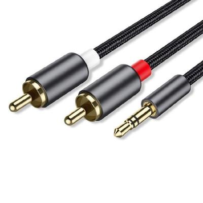 Modern Design 3.5mm Auxiliary To 2RCA Audios Cable for Seamlessly Integration with Sound Systems Metal Shell Y Splitter