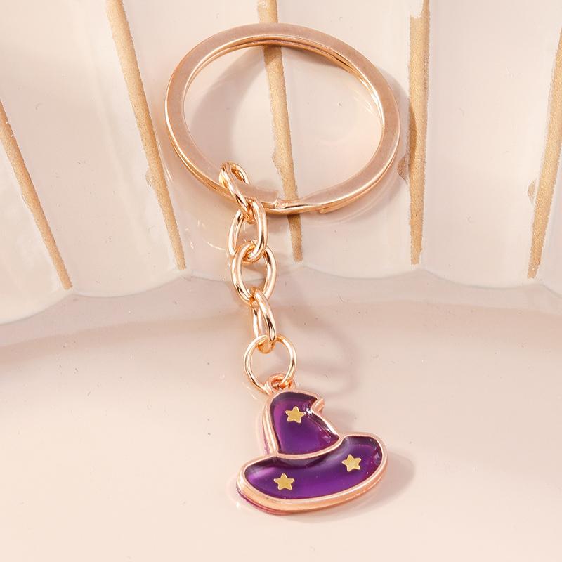 Cute Enamel Pumpkin Keychain Halloween Ghost Bat Key Ring Pendants for Handbag Decor DIY Halloween Jewelry Accessories