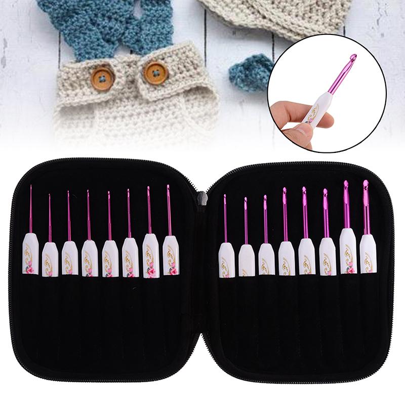 16pcs New Soft Grip Crochet Hook Set Handle Aluminum Knitting Needles 1.0~6.0mm