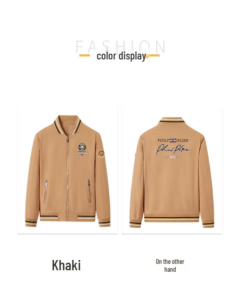 European Style Spring Luxury Baseball Jacket with Earth Embroidery Men's Casual Fashion Trend