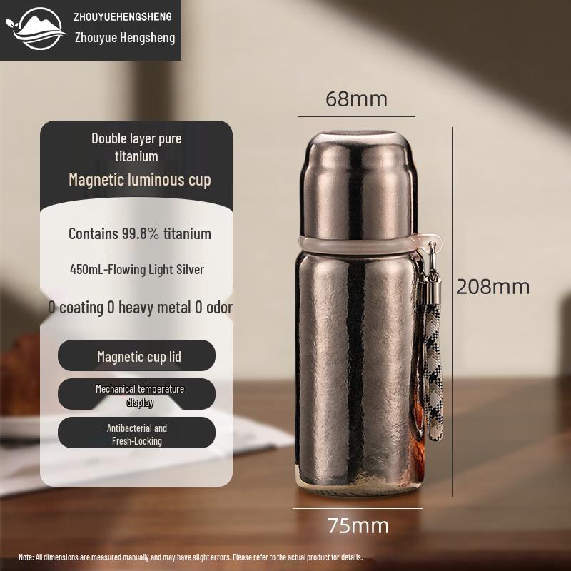 Pure Titanium Insulated Tea Cup with Temperature Display