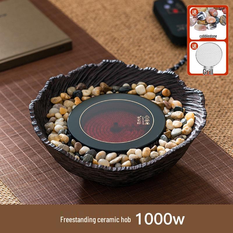 Chinese Style Indoor Tea and Wine Warmer Set with Electric Ceramic Stove and Glass Teapot