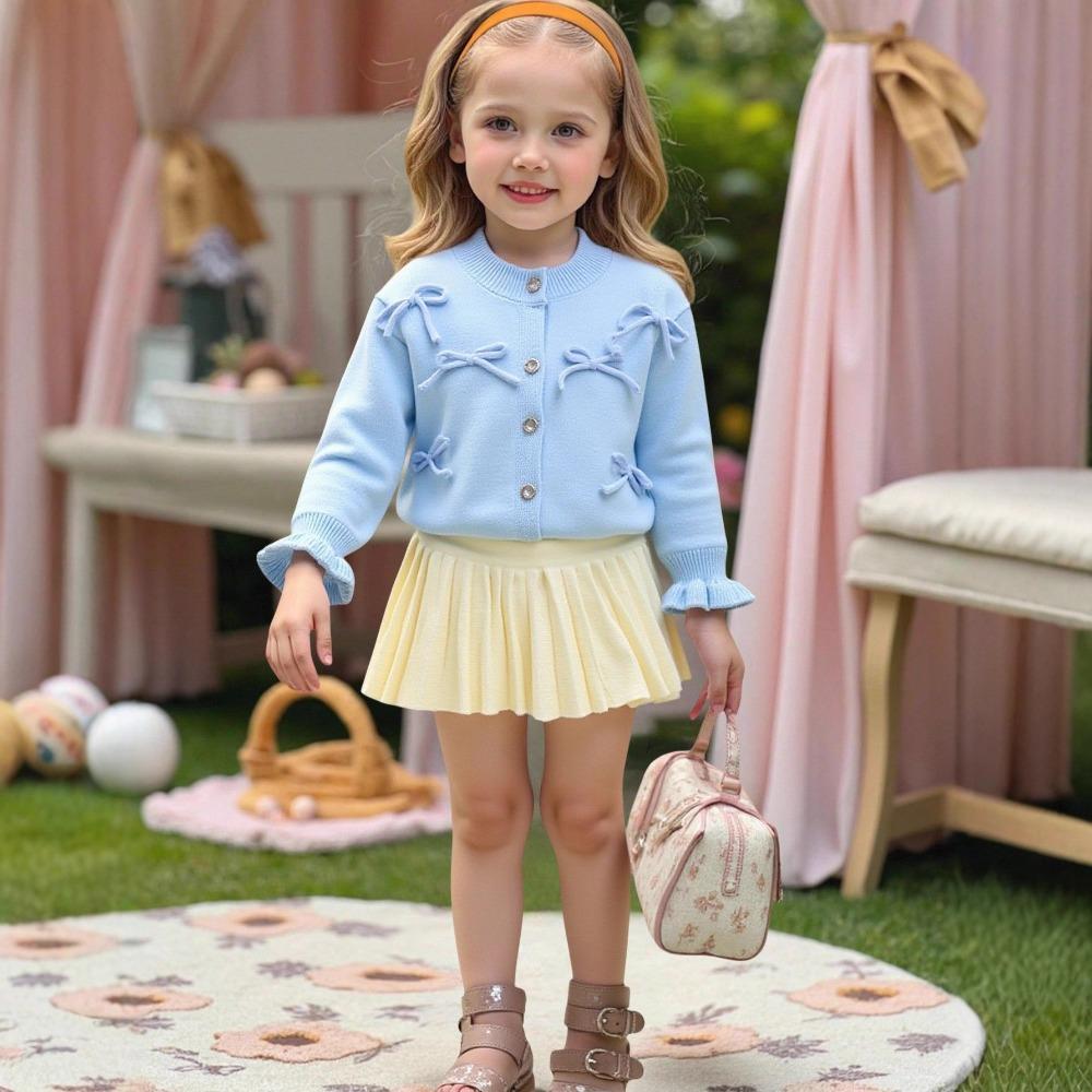 3-7Y Girls' Sweater Set - New Autumn/Winter Cardigan Knit Sweater Long Sleeve + Knit Sweater Dress Two-Piece Set