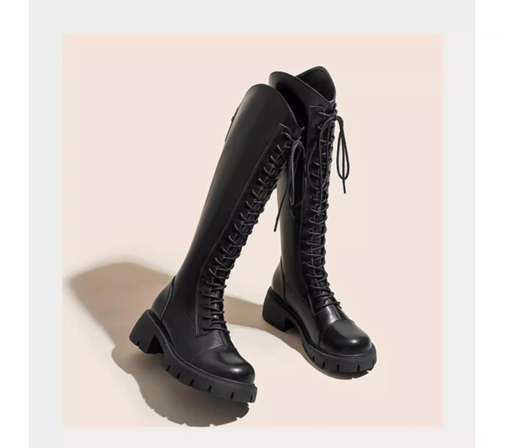 Long Boots Women's 2024 New Autumn and Winter Velvet Warm Small Thick-soled Heightening Knight Boots Women's Long Boots