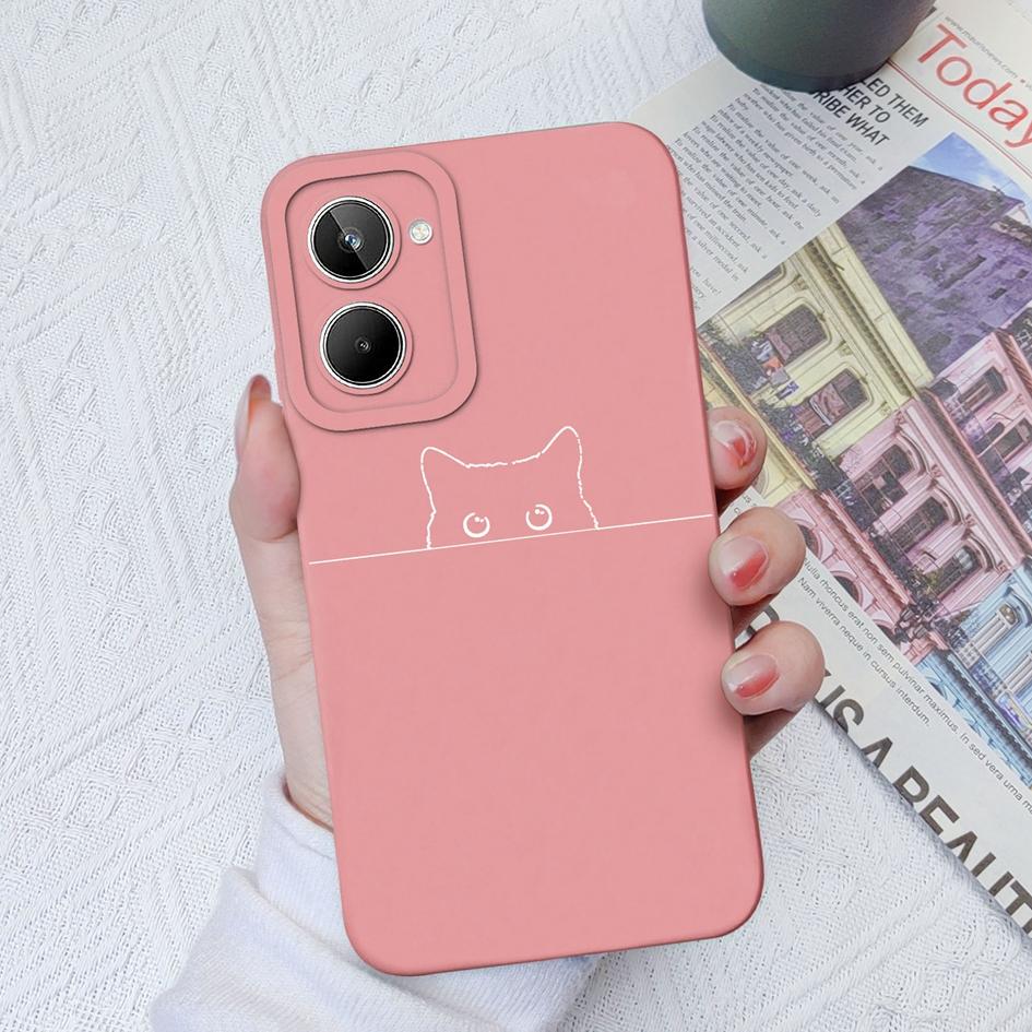 Für Realme 9 10 Pro+ Plus 5 6 7 8 Pro Fall Abdeckung Nette Katze Schutzhülle Platz Flüssigkeit Weiche Silikon stoßstange Für OPPO Realme 2 5i 6i 8i 9i Fundas Coque