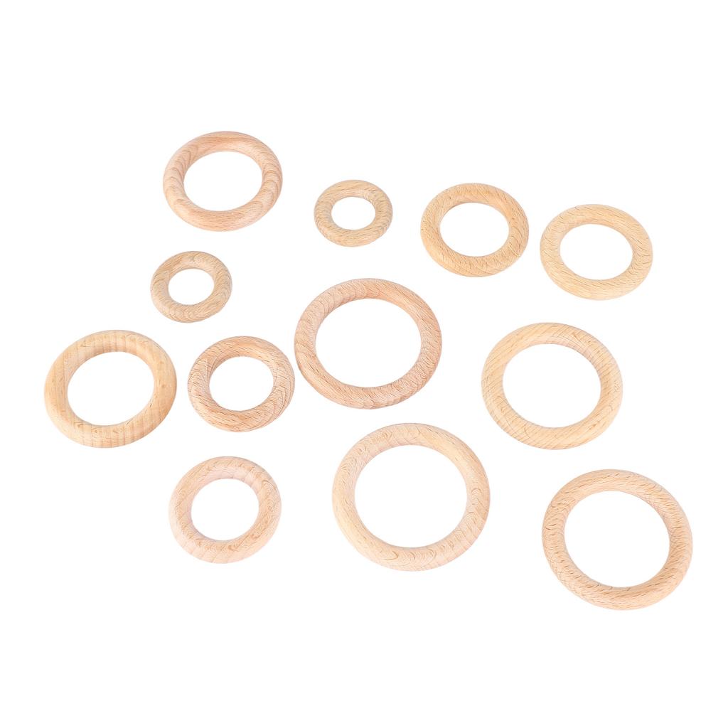 12Pcs Wooden Rings 6 Different Sizes Natural Wood Rings Unfinished Wooden Rings for Crafts Macrame Jewelry Making