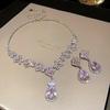 "High-End Luxury Drop Necklace and Earrings Set - European and American Niche Versatile Jewelry"