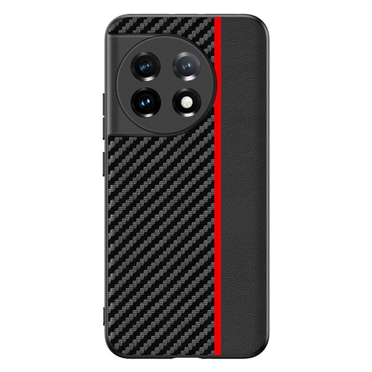 Applicable to OnePlus 11 mobile phone case Carbon fiber Kevlar pattern anti-drop ultra-thin OnePlus 11 leather case protective case Oneplus 11 красный