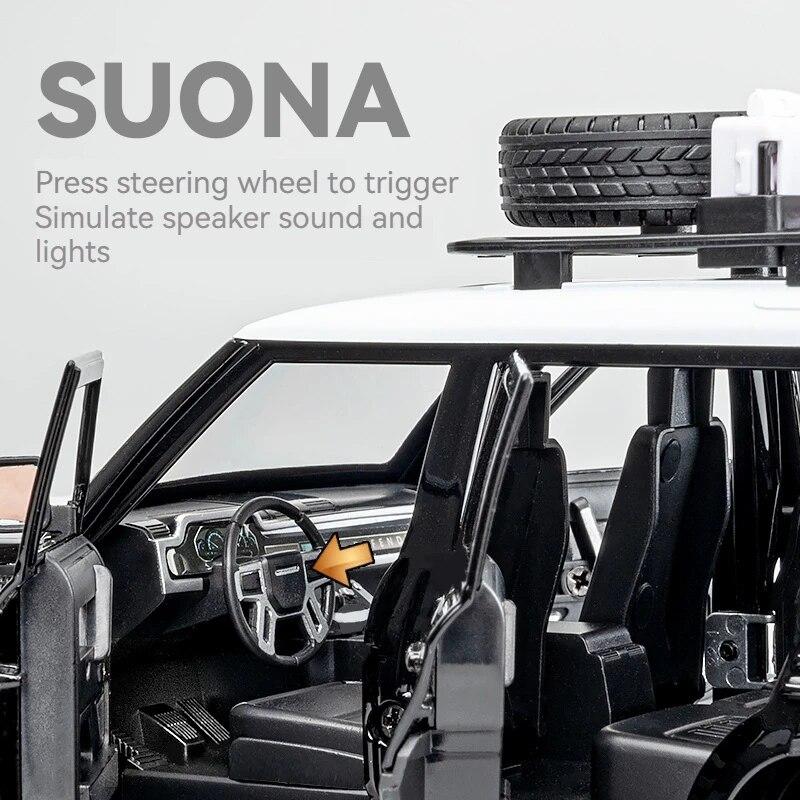1/24 Scale Land Rover Defender Diecast Model Car: Detailed Replica with Opening Doors, Hood & Trunk,Ideal Gift for Car Lovers