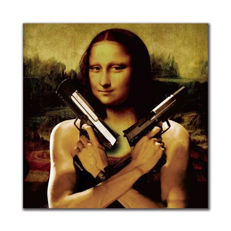 

Забавные абстрактные картины на холсте Ван Гога и Моны Лизы, картины, постеры, принты, настенные панно для гостиной, Настенный декор, Cuadros 60X60cm Unframed